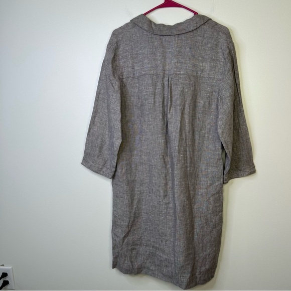 Garnet hill linen popover collared shift dress size 10 - Picture 2 of 9